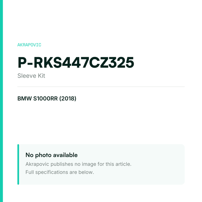 Akrapovic Sleeve Kit P-RKS447CZ325 — placeholder, no manufacturer photo available