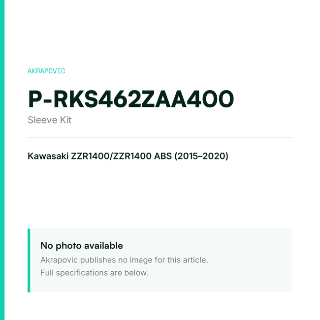 Akrapovic Sleeve Kit P-RKS462ZAA400 — placeholder, no manufacturer photo available