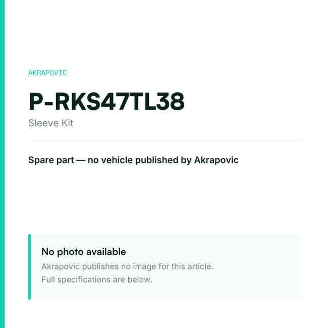 Akrapovic Sleeve Kit P-RKS47TL38 — placeholder, no manufacturer photo available