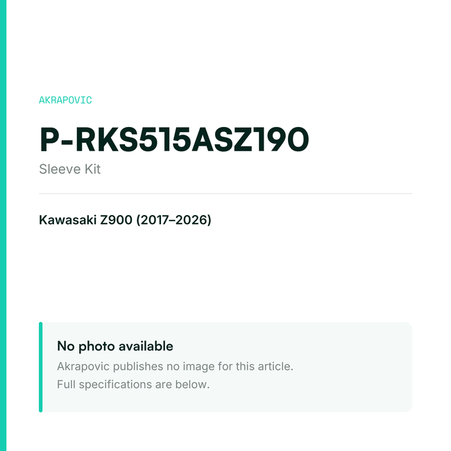 Akrapovic Sleeve Kit P-RKS515ASZ190 — placeholder, no manufacturer photo available