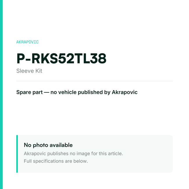 Akrapovic Sleeve Kit P-RKS52TL38 — placeholder, no manufacturer photo available