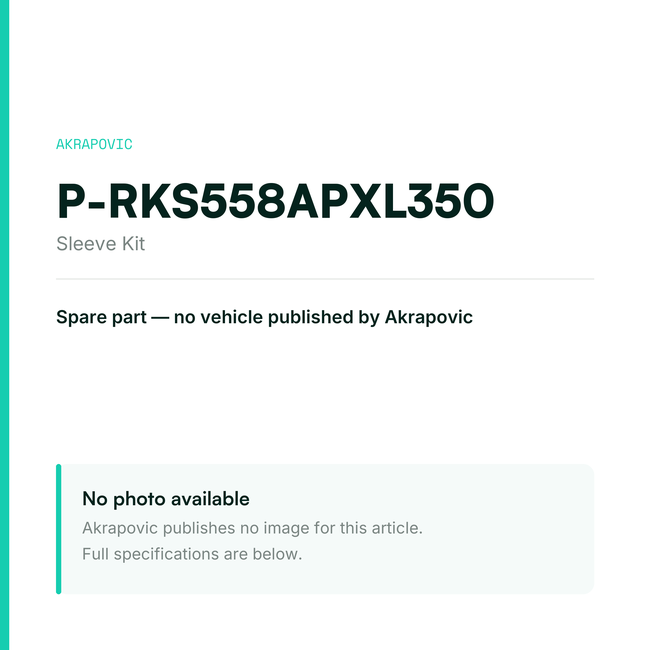 Akrapovic Sleeve Kit P-RKS558APXL350 — placeholder, no manufacturer photo available