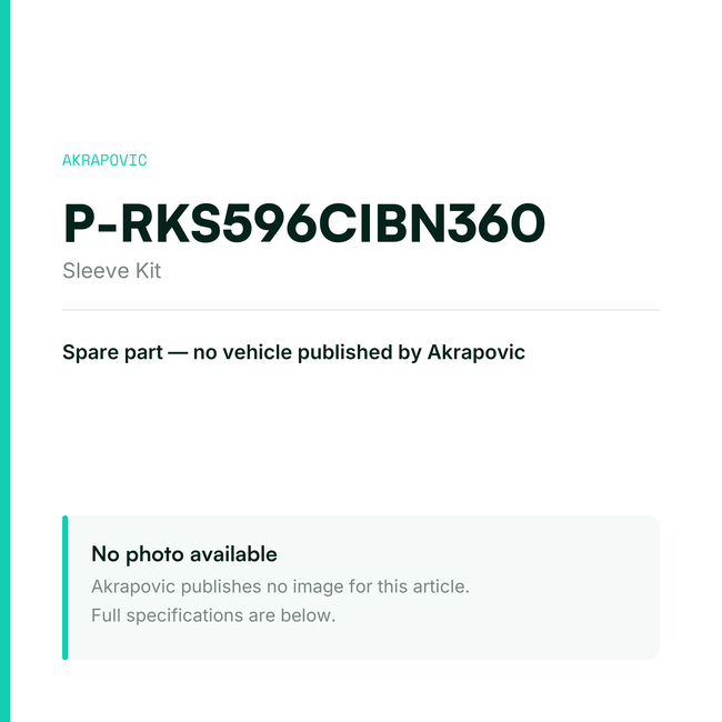 Akrapovic Sleeve Kit P-RKS596CIBN360 — placeholder, no manufacturer photo available