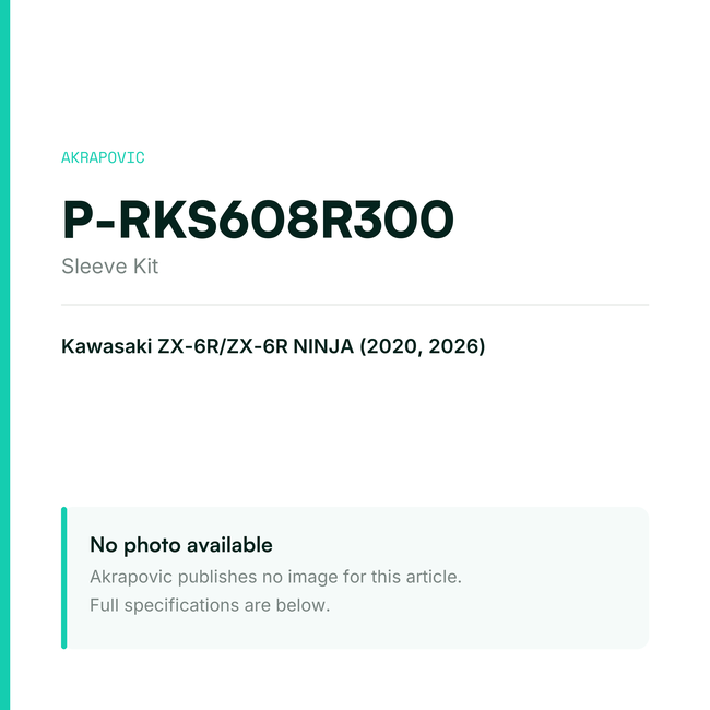 Akrapovic Sleeve Kit P-RKS608R300 — placeholder, no manufacturer photo available