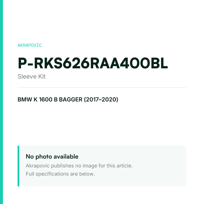 Akrapovic Sleeve Kit P-RKS626RAA400BL — placeholder, no manufacturer photo available