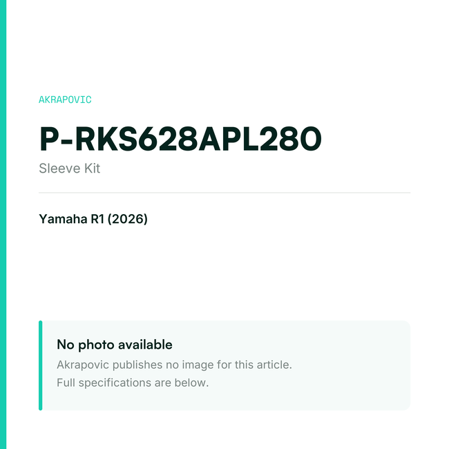 Akrapovic Sleeve Kit P-RKS628APL280 — placeholder, no manufacturer photo available