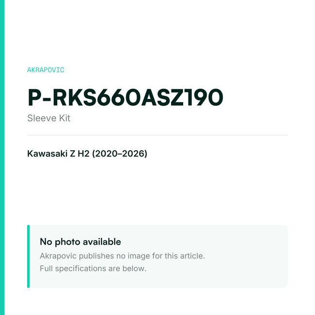Akrapovic Sleeve Kit P-RKS660ASZ190 — placeholder, no manufacturer photo available