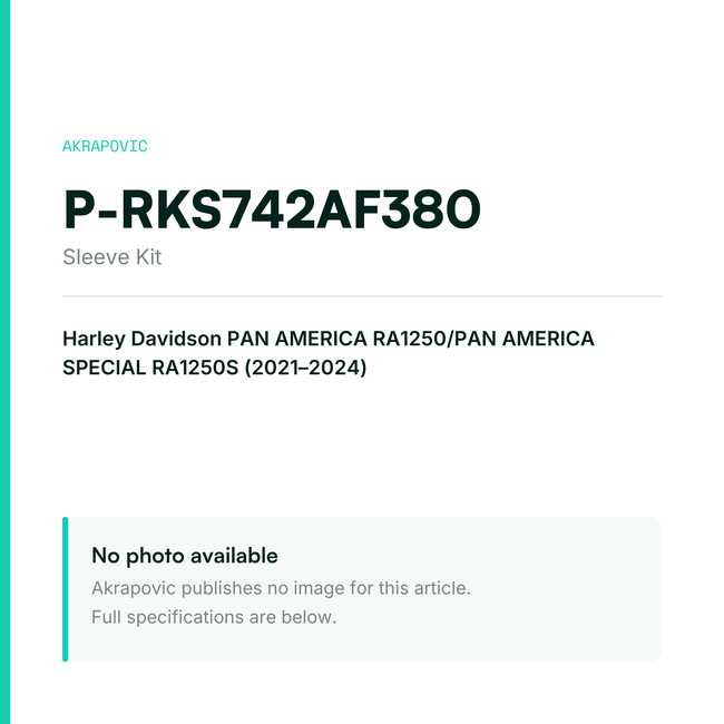 Akrapovic Sleeve Kit P-RKS742AF380 — placeholder, no manufacturer photo available