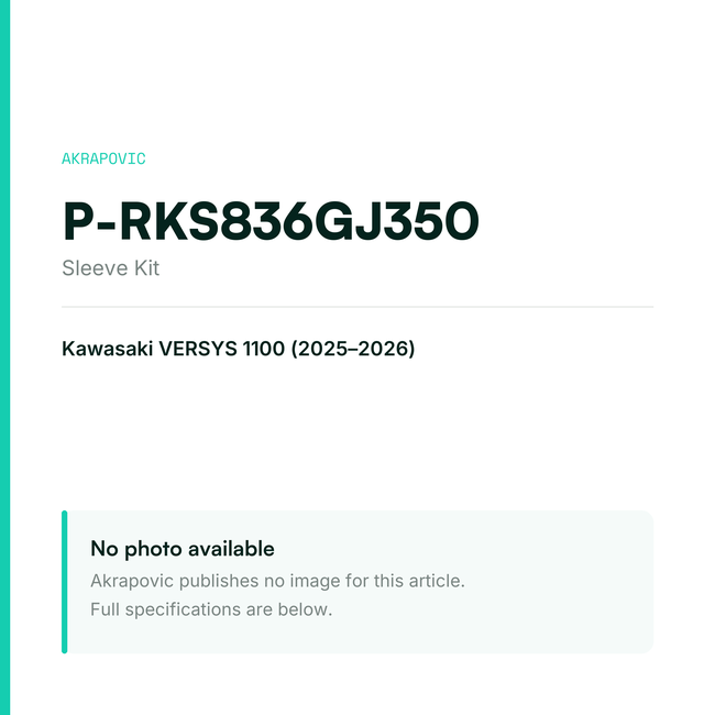 Akrapovic Sleeve Kit P-RKS836GJ350 — placeholder, no manufacturer photo available