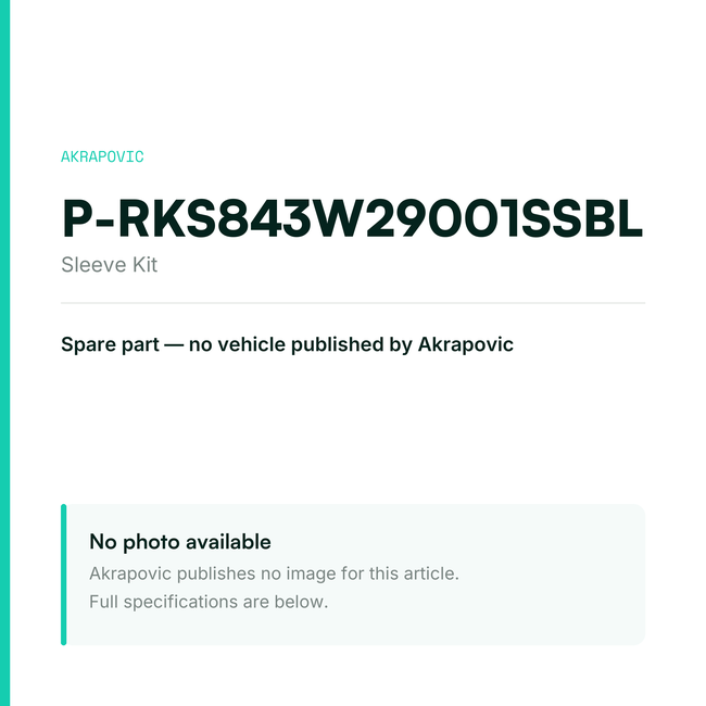 Akrapovic Sleeve Kit P-RKS843W29001SSBL — placeholder, no manufacturer photo available