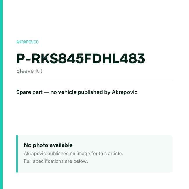 Akrapovic Sleeve Kit P-RKS845FDHL483 — placeholder, no manufacturer photo available