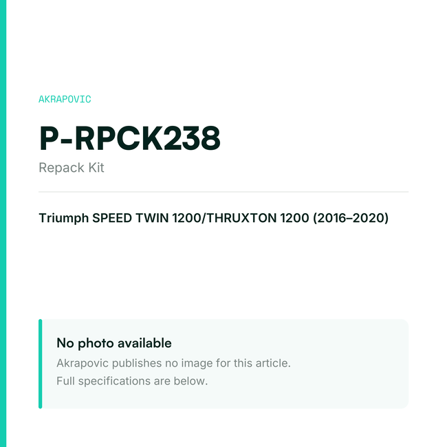 Akrapovic Repack Kit P-RPCK238 — placeholder, no manufacturer photo available