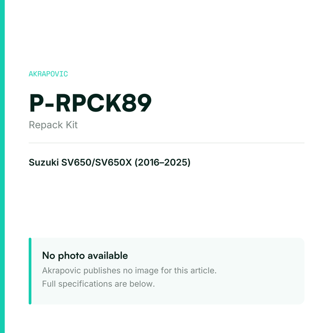 Akrapovic Repack Kit P-RPCK89 — placeholder, no manufacturer photo available