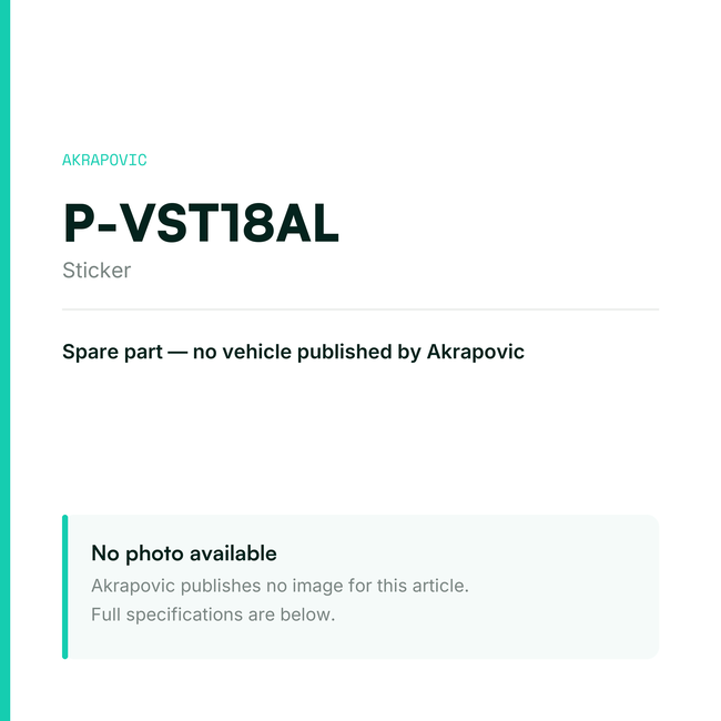 Akrapovic Sticker P-VST18AL — placeholder, no manufacturer photo available