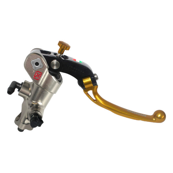 Accossato nickel-plated radial brake master cylinder PC008 with gold lever