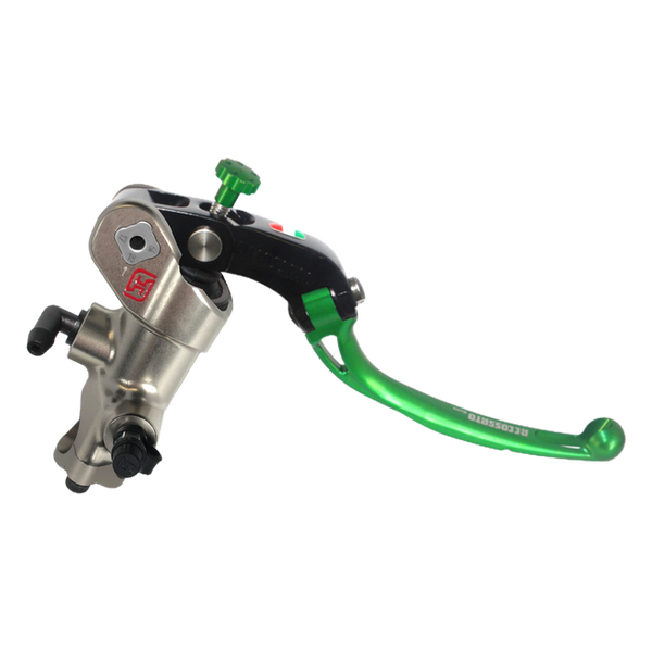 Accossato nickel-plated radial brake master cylinder PC008 with green lever