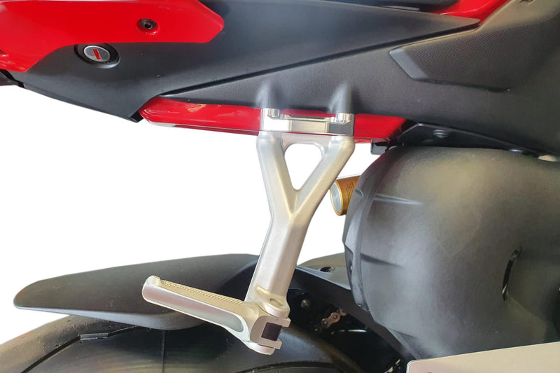 CNC Racing PET52 anodised aluminium pillion footpeg blanking plates for Ducati Panigale V4