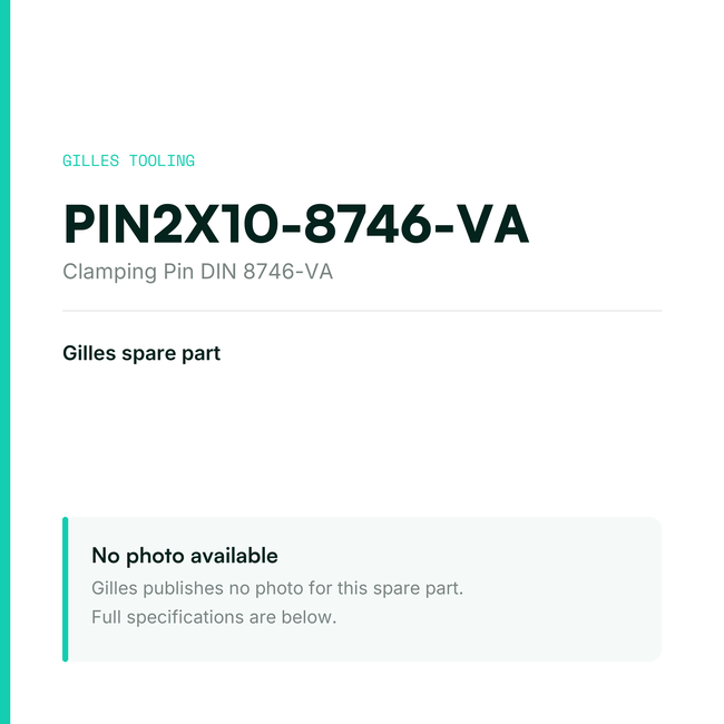 Gilles Clamping Pin DIN 8746-VA – PIN2X10-8746-VA, data card, no manufacturer photo available