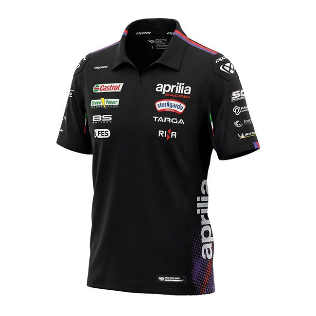 IXON PO1 APRILIA 26 men's polo shirt in black and fluo red