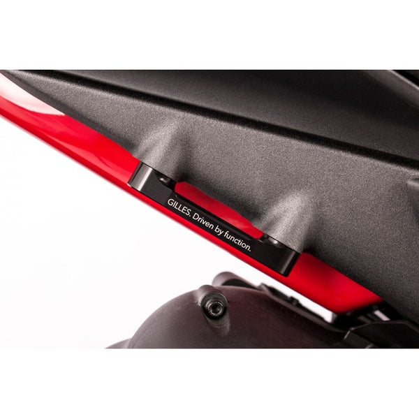 Gilles PPC pillion peg covers fitted to a motorcycle, view 3