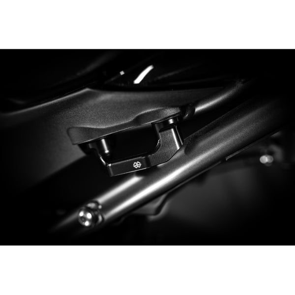 Gilles PPC pillion peg covers fitted to a motorcycle