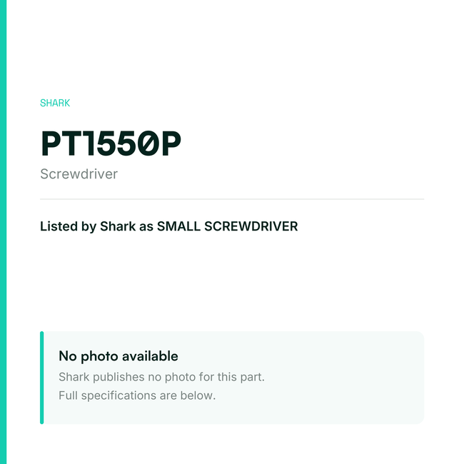 Shark Screwdriver – PT1550P — placeholder, no manufacturer photo available