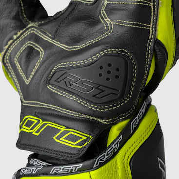 RST Pro Series GP D3O men's motorcycle leather gloves in red and black