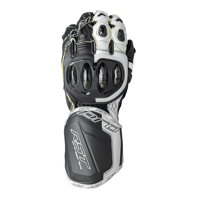RST Pro Series GP D3O motorcycle leather gloves men's White/Black