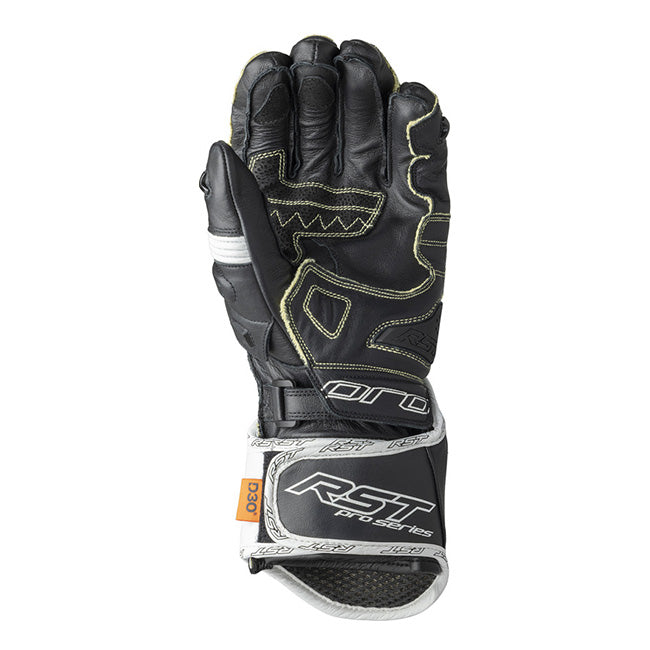 RST Pro Series GP D3O motorcycle leather gloves men's White/Black