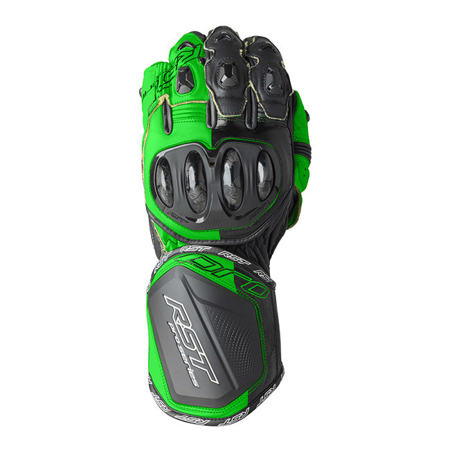RST Pro Series GP D3O motorcycle leather gloves men's Green/Black