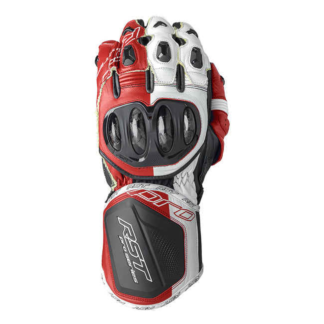 RST Pro Series GP D3O motorcycle leather gloves men red white