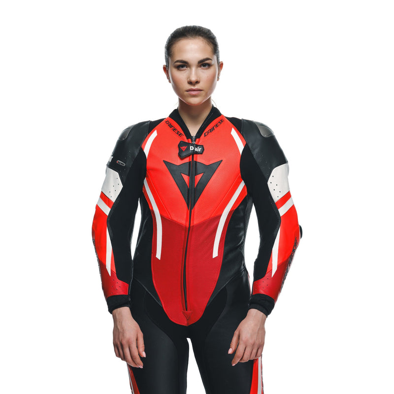 Dainese Misano 3 Lady D-AIR perforated one-piece leather race suit in red
