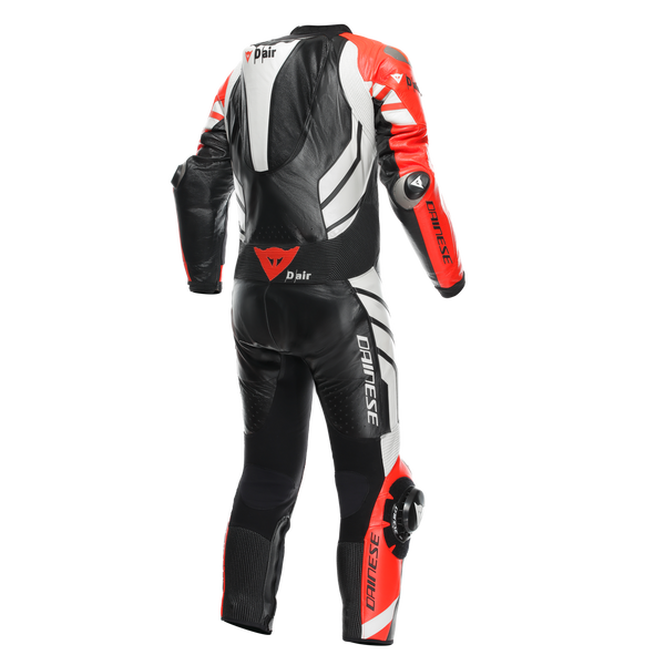 Dainese Mugello 3 Perf. D-AIR® men's one-piece leather race suit in black and red