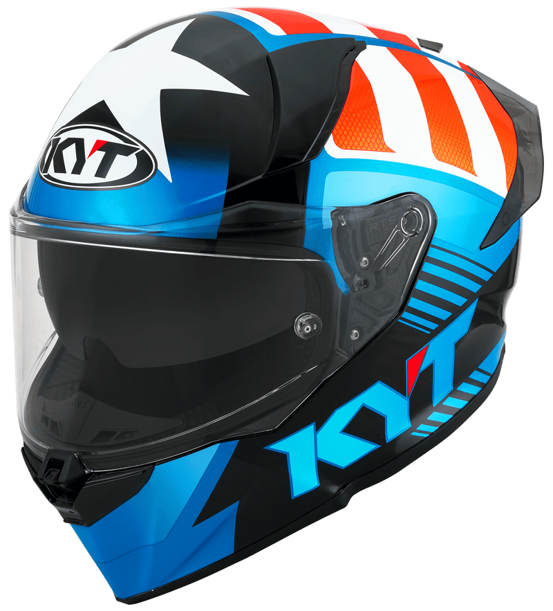 KYT R2R full-face helmet in Straight finish, front three-quarter view