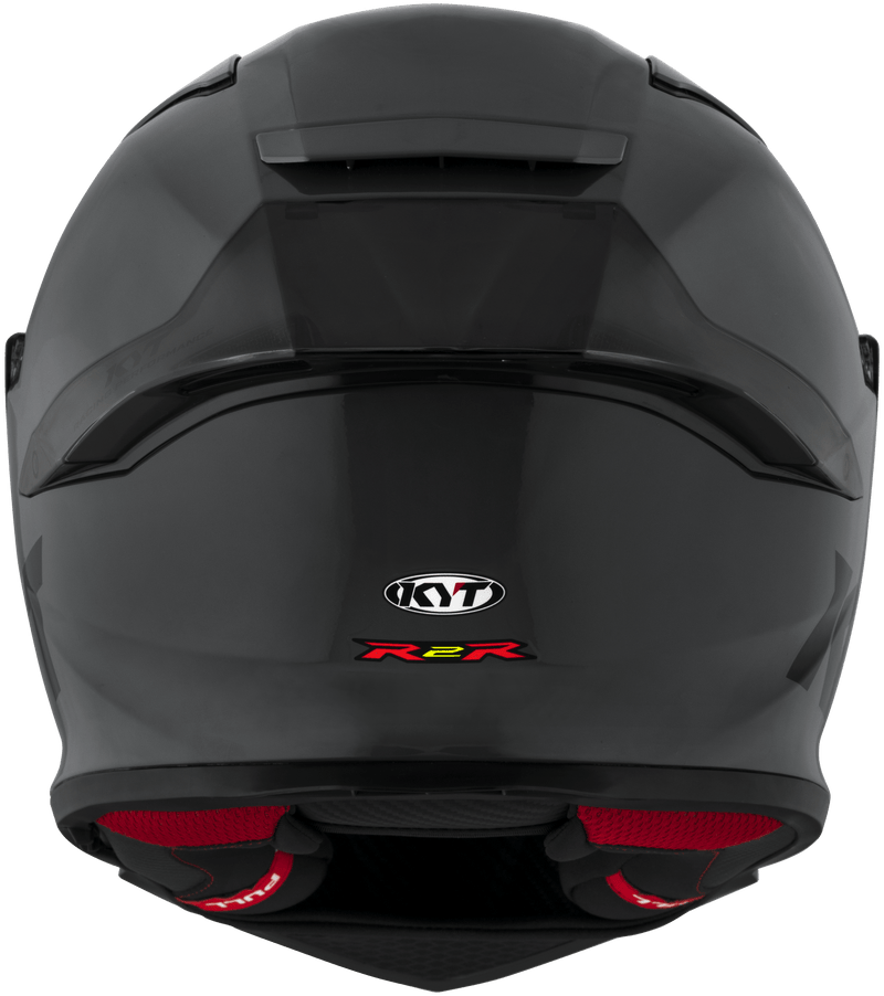 KYT R2R full-face helmet in plain grey, front three-quarter view
