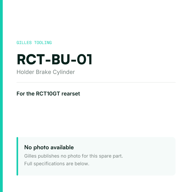 Gilles Holder Brake Cylinder – RCT-BU-01, data card, no manufacturer photo available
