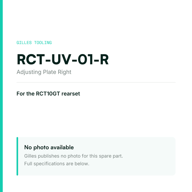 Gilles Adjusting Plate Right – RCT-UV-01-R, data card, no manufacturer photo available