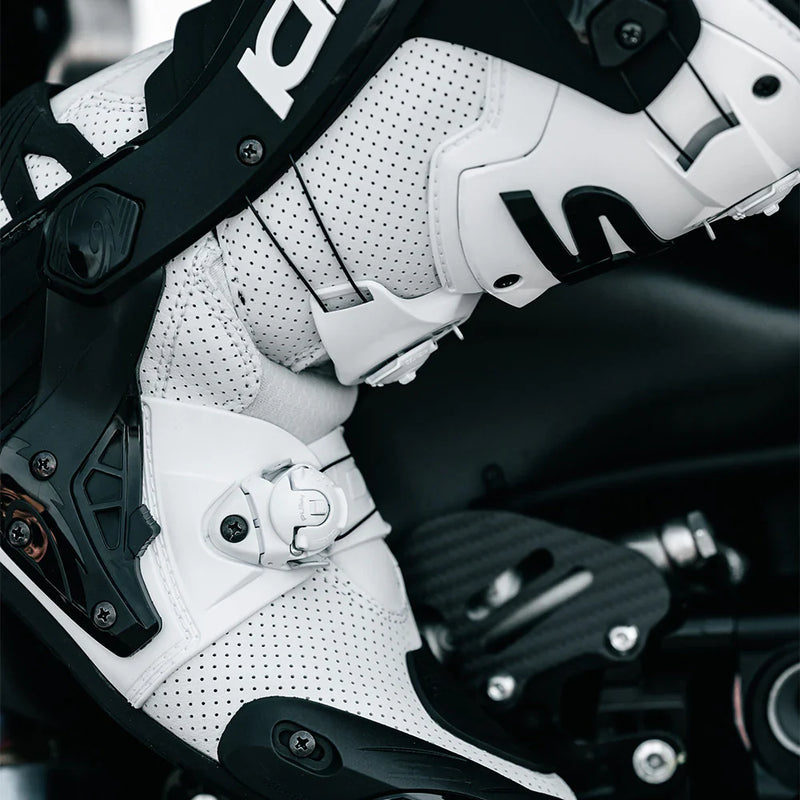 Sidi Rex Air motorcycle boots in white and black, model 203