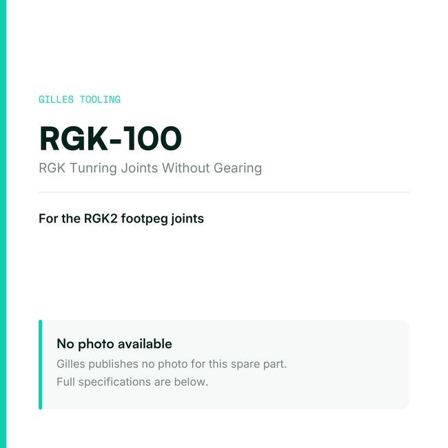 Gilles RGK Tunring Joints Without Gearing – RGK-100, data card, no manufacturer photo available