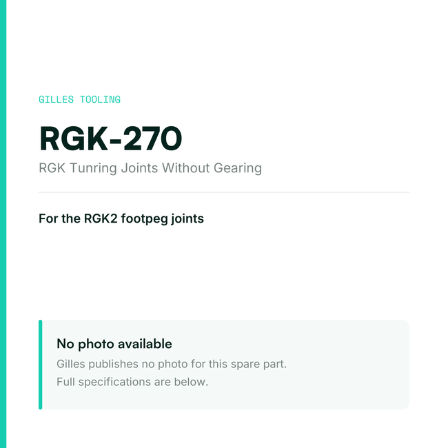 Gilles RGK Tunring Joints Without Gearing – RGK-270, data card, no manufacturer photo available