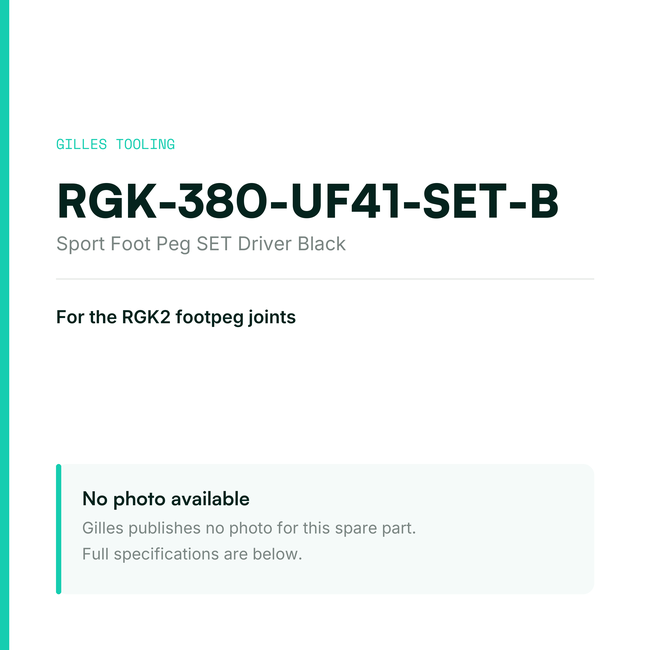 Gilles Sport Foot Peg SET Driver Black – RGK-380-UF41-SET-B, data card, no manufacturer photo available