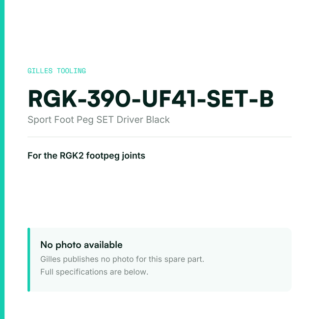 Gilles Sport Foot Peg SET Driver Black – RGK-390-UF41-SET-B, data card, no manufacturer photo available