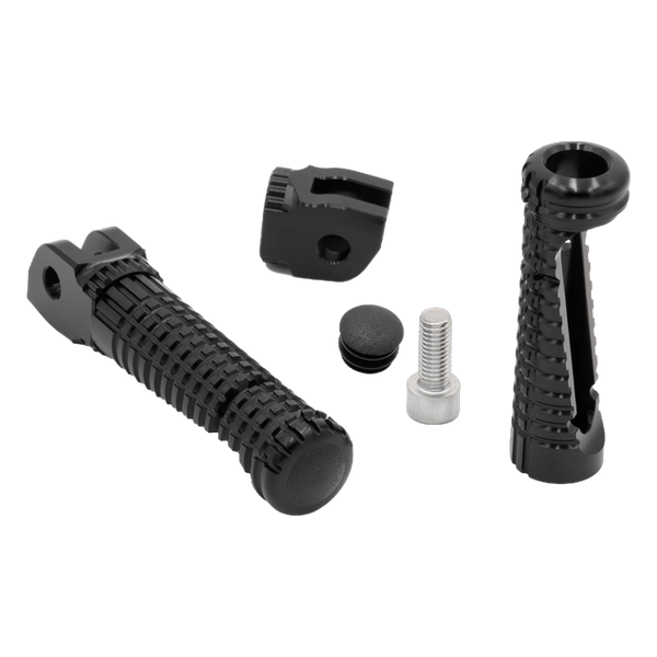 Gilles Racing Pillion Footpegs RGK-290-UF18-SET-B, shown with a folding joint, end cap and screw