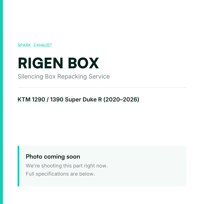 Spark Exhaust Silencing Box Repacking Service KTM 1290/1390 Super Duke R (2020-2026) RIGEN BOX — placeholder, product photo coming soon
