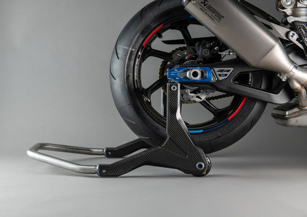 LighTech RSC004R carbon rear paddock stand with roller cradle for Ducati Panigale V4 2025-2026