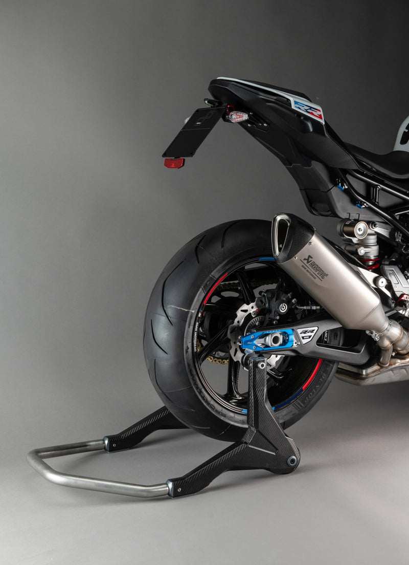 LighTech RSC004R carbon rear paddock stand with roller cradle for Ducati Panigale V4 2025-2026