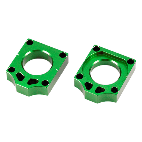 Accossato off-road rear axle blocks RTKS1 for Kawasaki KX250F, green colour