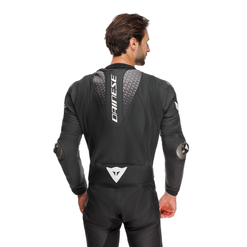 Dainese Laguna Seca 6 one-piece perforated leather race suit in Black and White