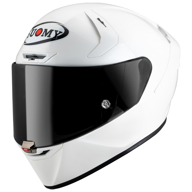 Suomy SR-GP Evo full-face helmet in plain pearl white gloss finish