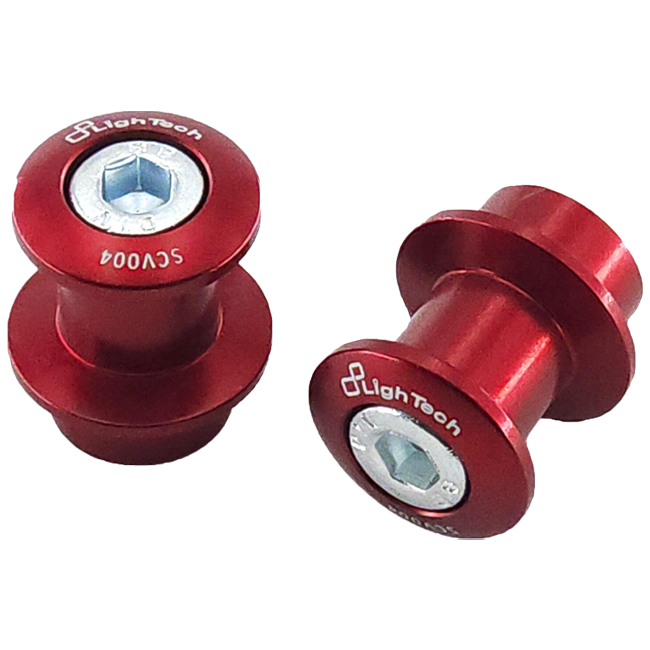 LighTech SCV004 M8 swingarm spools for BMW S1000RR — pair of anodised aluminium bobbins